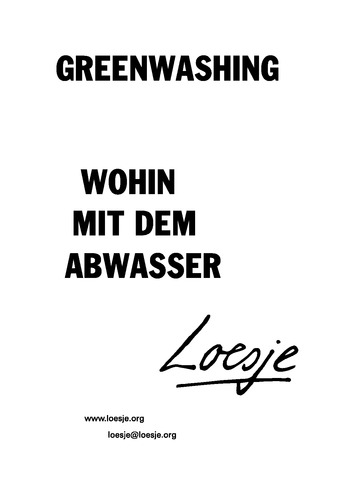 GREENWASHING / WOHIN MIT DEM ABWASSER